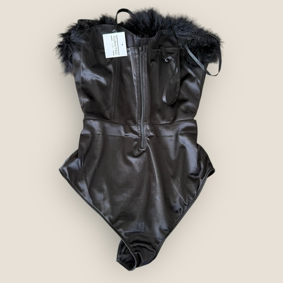 Windsor | Satin Feather Corset Bodysuit | Size L - Picture 2 of 11